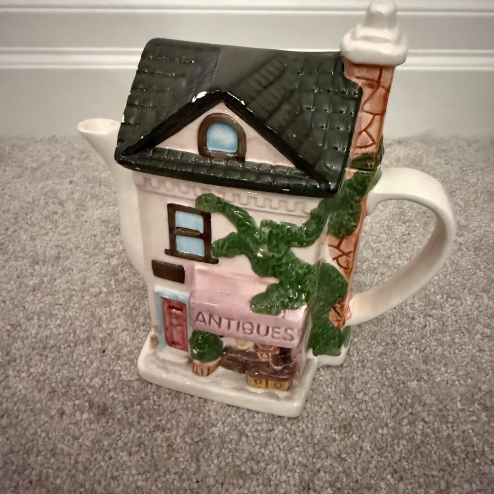 Craft Ceramic Teapot with Green and Pink Details